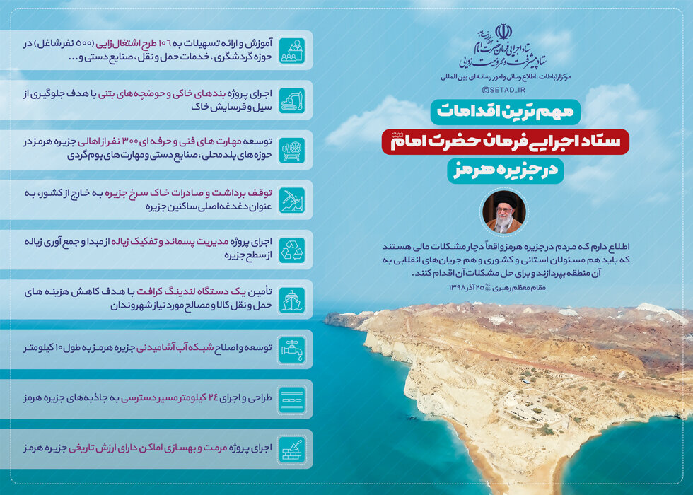 مهمترین اقدامات ستاد اجرایی فرمان حضرت امام در جزیره هرمز