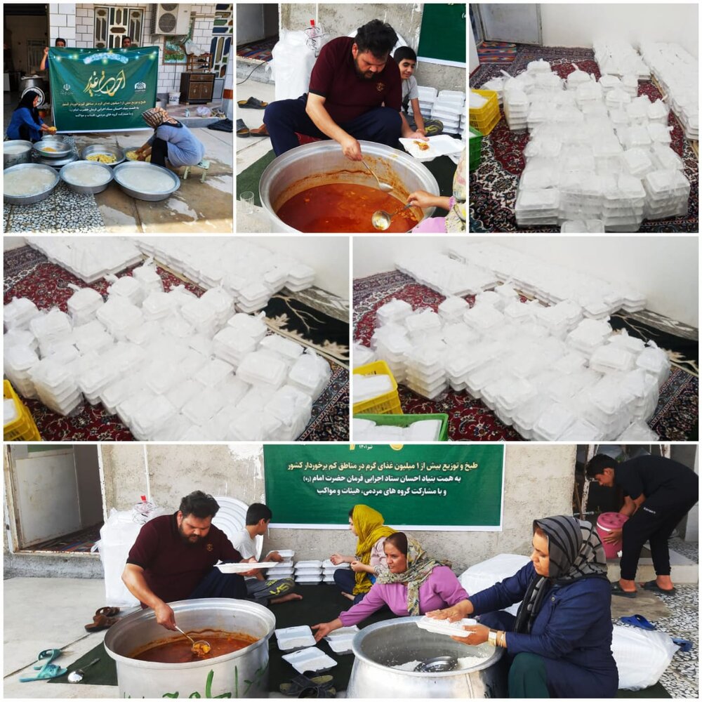 طبخ و توزیع ۷۵۰ پرس غذا در روز غدیر محله دهران شهر اهرم 